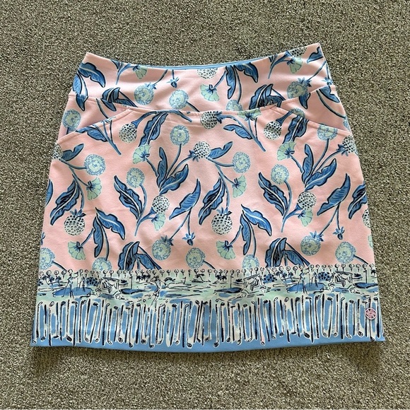 Lilly Pulitzer Fairway Skirt Mini Skort Pink Tropics Tint Par Tee Time Blue 2 - Picture 1 of 8